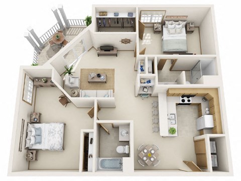 C2 Floor Plan at Rivers Edge Apartments, Waukesha, 53186